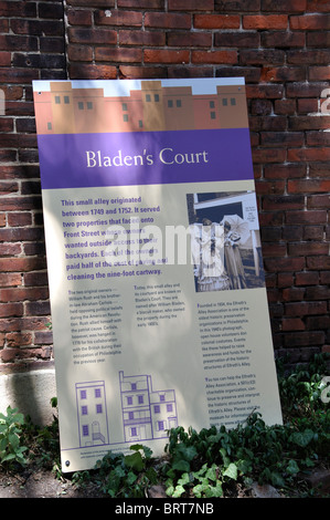 Bladen della Corte in Elfreth Alley, - il più antico ancora abitata Street a Philadelphia, Pennsylvania, STATI UNITI D'AMERICA Foto Stock