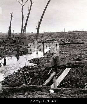 Prima guerra mondiale - campo di battaglia di Ypres Febbraio 1918 Foto Stock