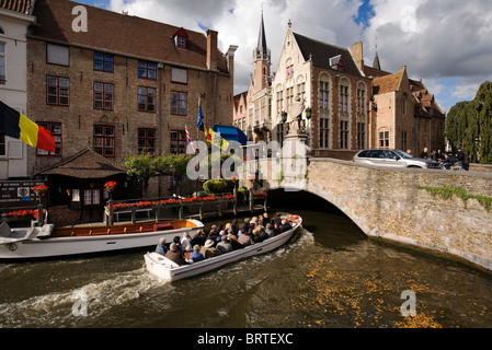 Crociera del canale, Dijver, Bruges, Belgio, Europa Foto Stock