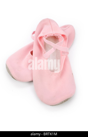 Pink Ballet slipper con sfondo bianco Foto Stock