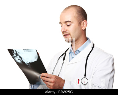 Giovani caucasici ritratto medico isolato su sfondo bianco Foto Stock