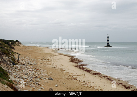 Il faro di Recife Point, una riserva naturale vicino a Port Elizabeth SA Foto Stock