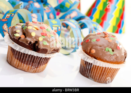 Muffin con decorazione di carnevale Foto Stock