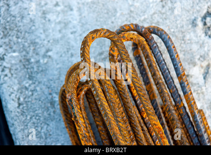 Calcestruzzo di rinforzo. Ghisa, lavori di costruzione. Stavanger, Rogaland, Norvegia Foto Stock