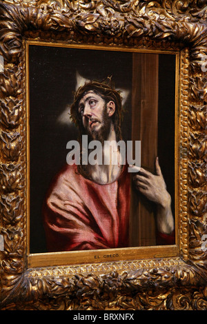 La pittura di Cristo con la croce di El Greco, THYSSEN-BORNEMISZA Museum (museo di belle arti, Madrid, Spagna Foto Stock