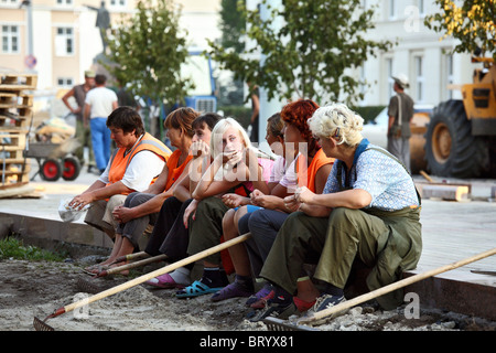 Il rinnovo di una pubblica piazza, Brest, Bielorussia Foto Stock