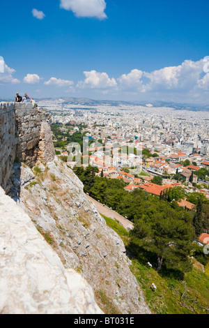 Vista di Atene dall'Acropoli di Atene, Grecia. Foto Stock