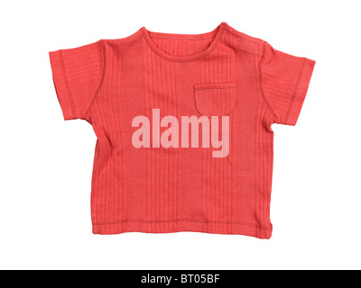 Baby boy Red t-shirt isolato su sfondo bianco con tracciato di ritaglio Foto Stock