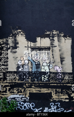 Banksy royal ritratto di famiglia, stencil graffiti, Londra Stoke Newington Church Street, Arte di strada urbana contemporanea Foto Stock