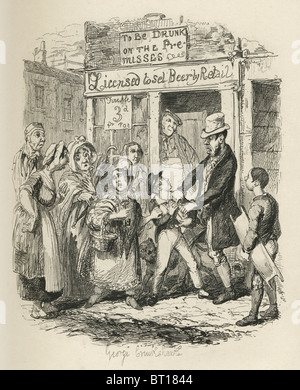 "Oliver rivendicato dalla sua affettuosa amici". Xix secolo illustrazione da Charles Dicken's Oliver Twist. Foto Stock