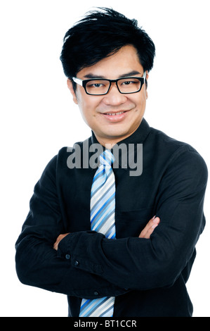 Bel giovane imprenditore sorridente, ritratto Foto Stock