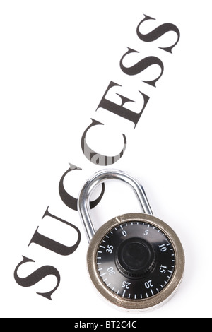 Headline il successo e la serratura e concetto di protezione di successo Foto Stock
