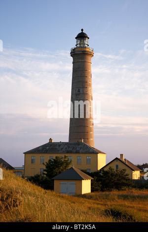 Faro di Skagen al punto più settentrionale della penisola danese dello Jutland al tramonto. Foto Stock