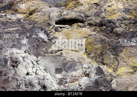 Un nuovo flusso di lava che ha eruttato durante il Krafla incendi presso Leirhnjukur vicino a Myvatn, Islanda durante gli anni settanta e ottanta. Foto Stock