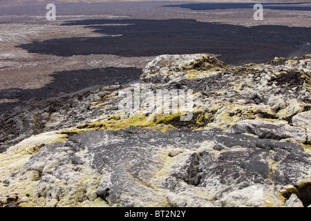 Un nuovo flusso di lava che ha eruttato durante il Krafla incendi presso Leirhnjukur vicino a Myvatn, Islanda durante gli anni settanta e ottanta Foto Stock