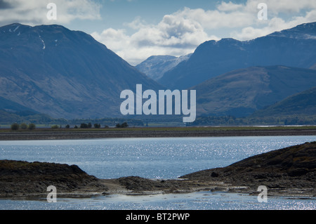 Vista sul Loch Linnhe da Sallachan verso Ballachulish e Glencoe Foto Stock