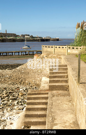 Vista di fleetwood dal Knott fine sul fiume Wyre estuary Foto Stock