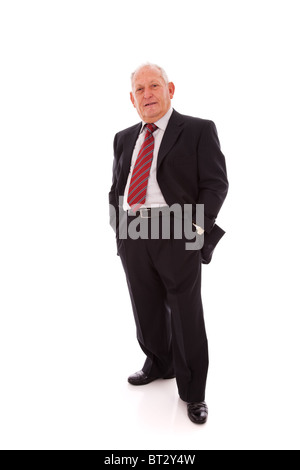 Imprenditore Senior sorridente (isolato su bianco) Foto Stock