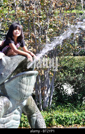 Fontana di rana, Dallas Arboretum, Texas, Stati Uniti d'America Foto Stock