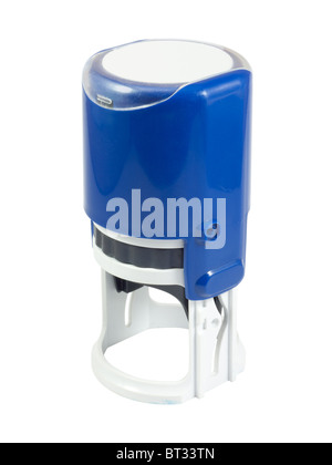 Moderno autoinchiostranti timbro. Isolato su sfondo bianco con percorso di clipping. Foto Stock