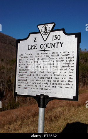 Lee County, il western-la maggior parte della contea, in Virginia, è stata formata dalla contea di Russell nel 1792; una parte della contea di Scott è stato aggiunto in seguito Foto Stock