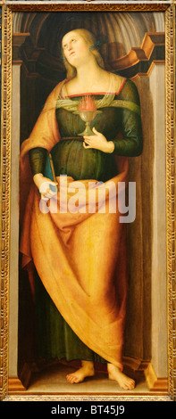 Due pannelli: San Giovanni Battista; Saint Lucia, del Perugino (Pietro di Cristoforo Vannucci) Foto Stock