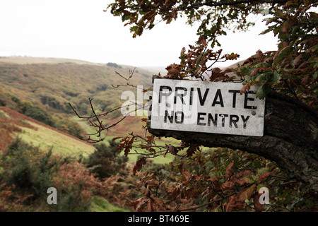 Non privato Entrata segno su Exmoor Foto Stock