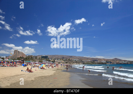 Isole Canarie, Gran Canaria, spiaggia di Playa del Ingles Foto Stock