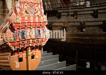 Recuperate il XVII secolo affondato nave da guerra Vasa modello in scala 1:10 sul display presso il Vasa Museum di Stoccolma, Svezia Foto Stock