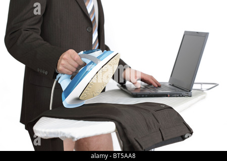 Imprenditore multitasking Foto Stock