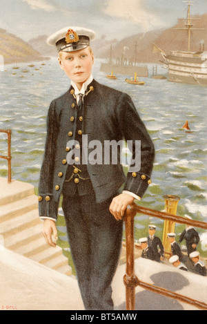 Edward, Principe di Galles, diventato poi Edward VIII, come Naval Cadet dopo il dipinto di S. Begg. Edward VIII, Edward Albert Foto Stock