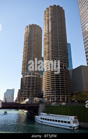 Marina torri della città a 300 N. membro Chicago, IL, Stati Uniti d'America. Foto Stock