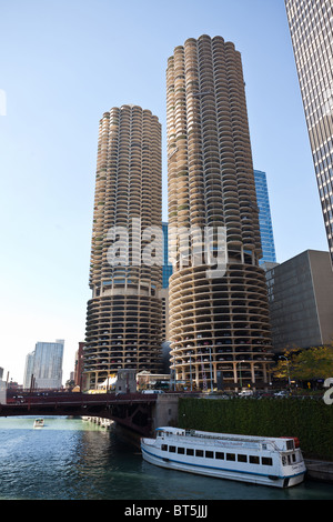 Marina torri della città a 300 N. membro Chicago, IL, Stati Uniti d'America. Foto Stock