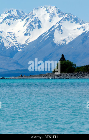 Nuova Zelanda isola del sud montagna monte Cook Lago Tekapo bella, bellezza, tetro, blu, arrampicata, freddo, campagna, dawn, dist Foto Stock
