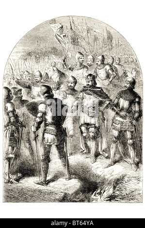 Azincourt re Enrico V e sire de helly Battaglia di Agincourt grande vittoria inglese numericamente superiori esercito francese centinaia di anno Foto Stock