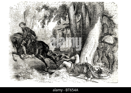 La morte del re Guglielmo II 2 rufus morte a caccia di New Forest: ' ucciso la freccia del polmone, su un luminoso giorno di agosto nel 1100, William organizza Foto Stock