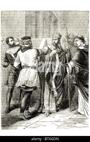 Guglielmo il Conquistatore arresti ode il Vescovo di Bayeux Oddone, Earl of Kent (inizio 1030s - 1097, semi-fratello secondo in potere del re Engla Foto Stock
