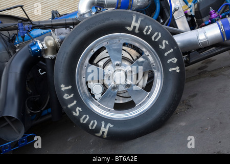 Ruota con freno a disco e pinza su un drag racing car Foto Stock