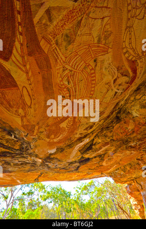 Arte rupestre della Cattedrale, Territorio del Nord, l'Australia, Jawoyn Terra Aborigena antiche pitture rupestri Foto Stock