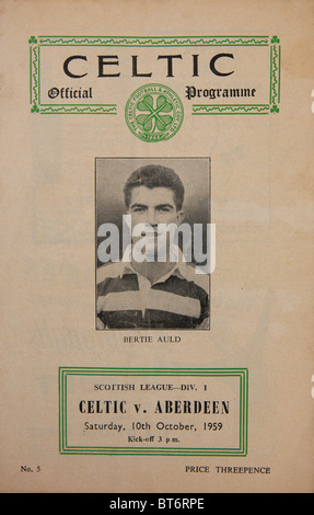 Programma di calcio per il Celtic v Aberdeen Sabato 10 Ottobre 1959 Foto Stock