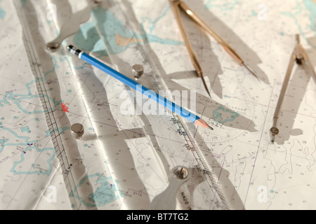 La navigazione Strumenti di navigazione marittima studi Foto Stock