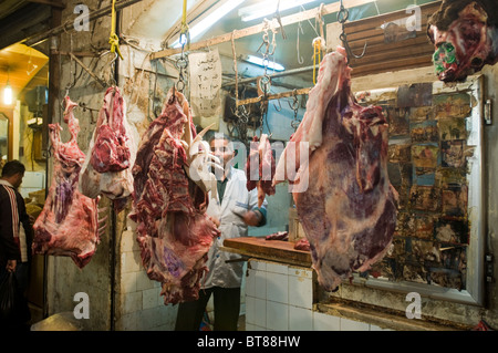 Macellaio di Aleppo Bazaar Siria Foto Stock