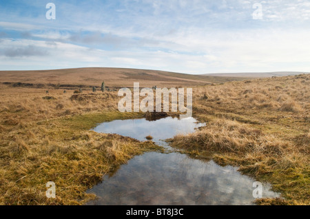 Pioggia riempito cave su Dartmoor Devon UK Foto Stock