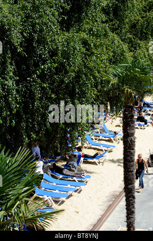 Paris Plage,Senna,Francia,spiaggia di Parigi Foto Stock