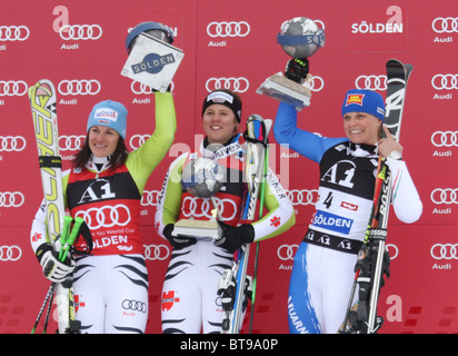 SOELDEN AUSTRIA 23-10-2010, la gara di apertura della donna Audi FIS Coppa del Mondo di Sci Alpino . Foto Stock