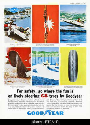 Annuncio per Goodyear G8 pneumatici in magazzino datata 17 novembre 1965 Foto Stock