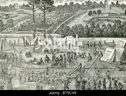 Andersonville Prison (Camp Sumter) è stato utilizzato dalla Confederazione durante la Guerra Civile americana (1861-1865) per tenere prigionieri dell'Unione. Foto Stock