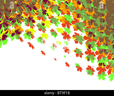 Illustrazione di foglie di acero in autunno con spazio di copia Foto Stock