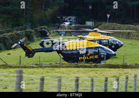 PSNI elicottero atterrato su un campo Foto Stock