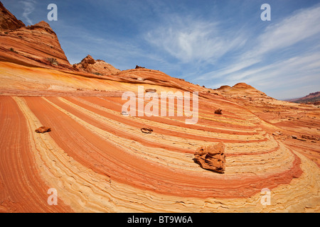 Rocce Boxwork, bizzarre formazioni rocciose in Coyote Buttes North, Paria Canyon-Vermilion scogliere deserto dello Utah, dell'Arizona, Stati Uniti d'America Foto Stock